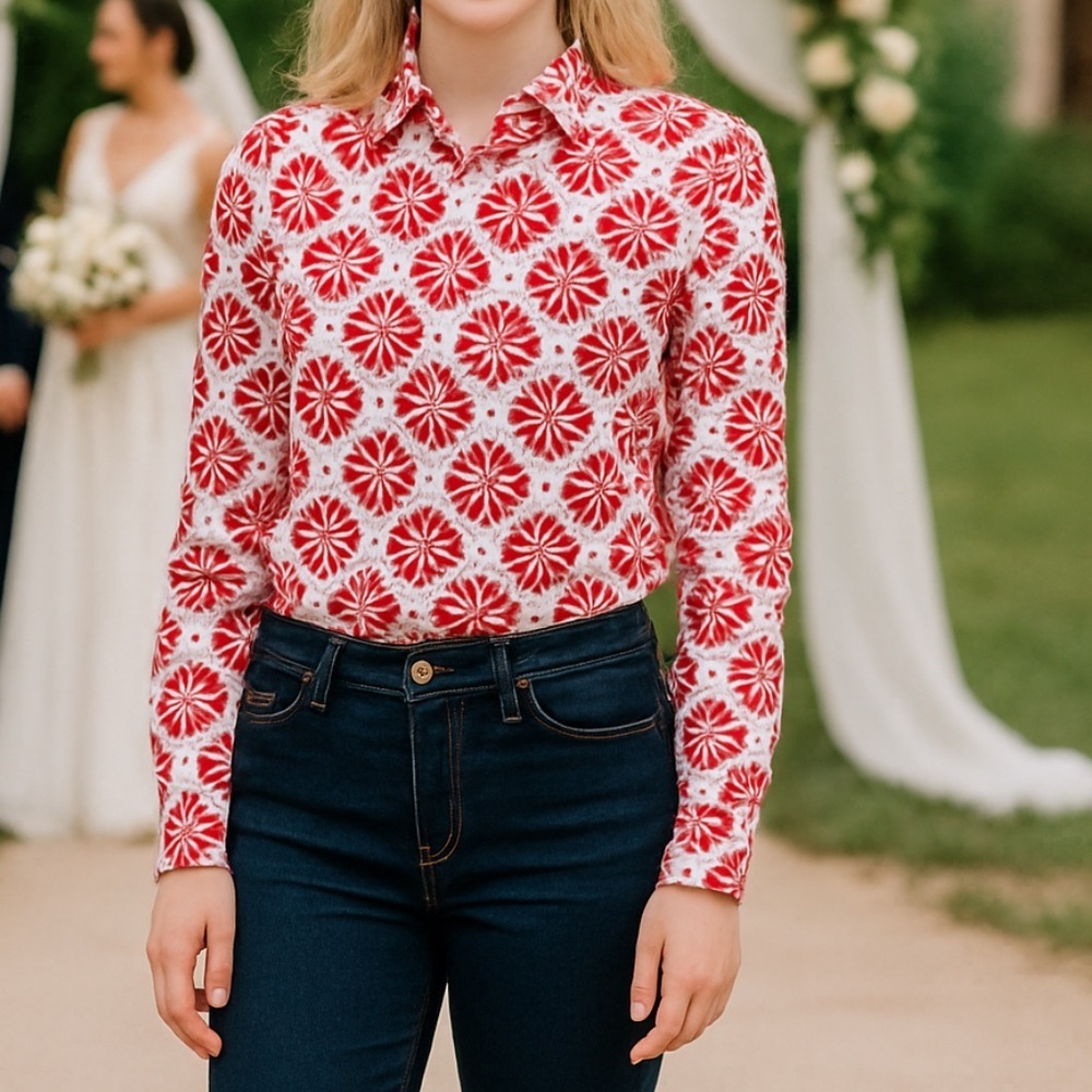 GAP Pink Floral Button Down Shirt